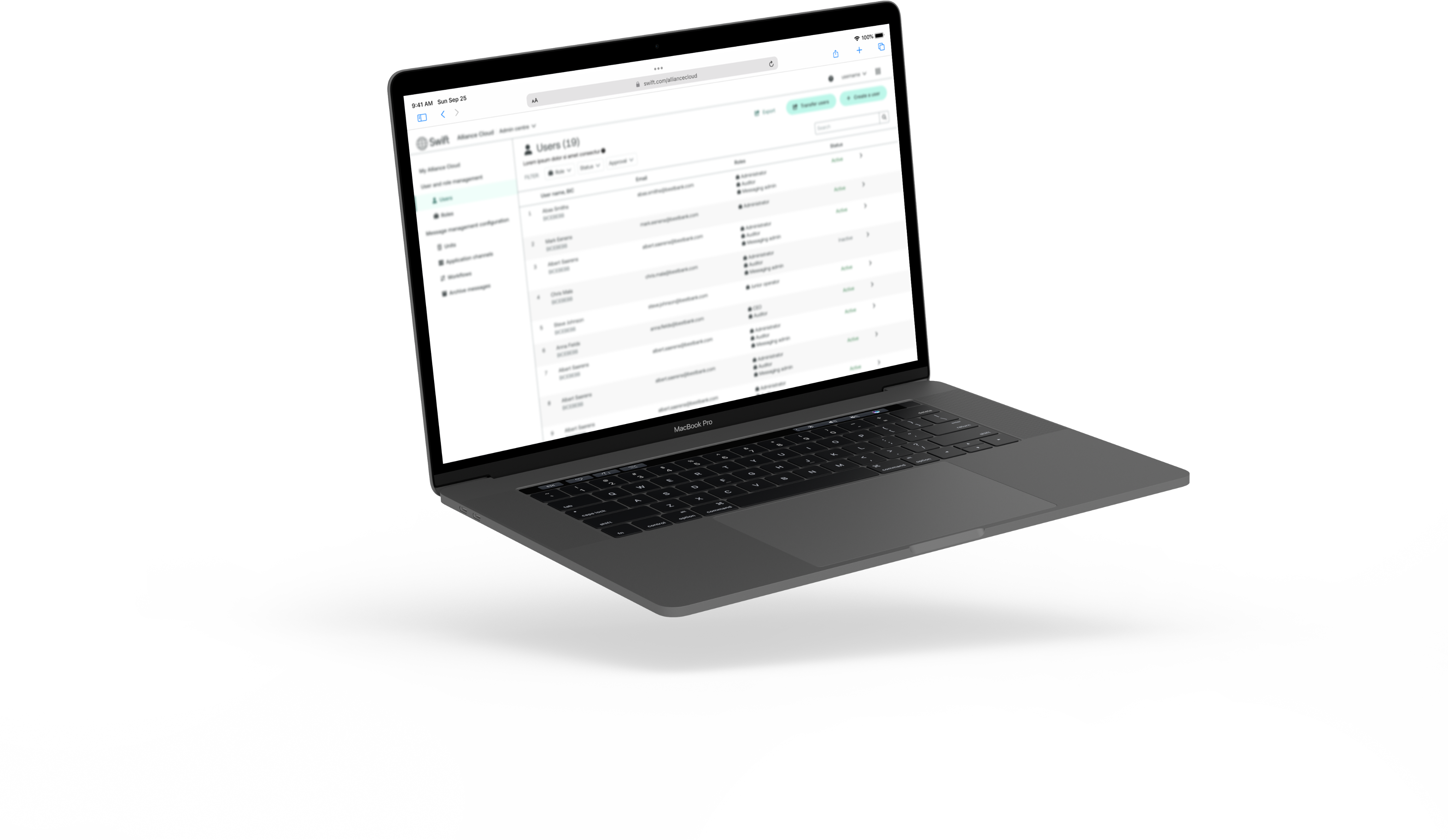Laptop with page of Alliance Cloud application